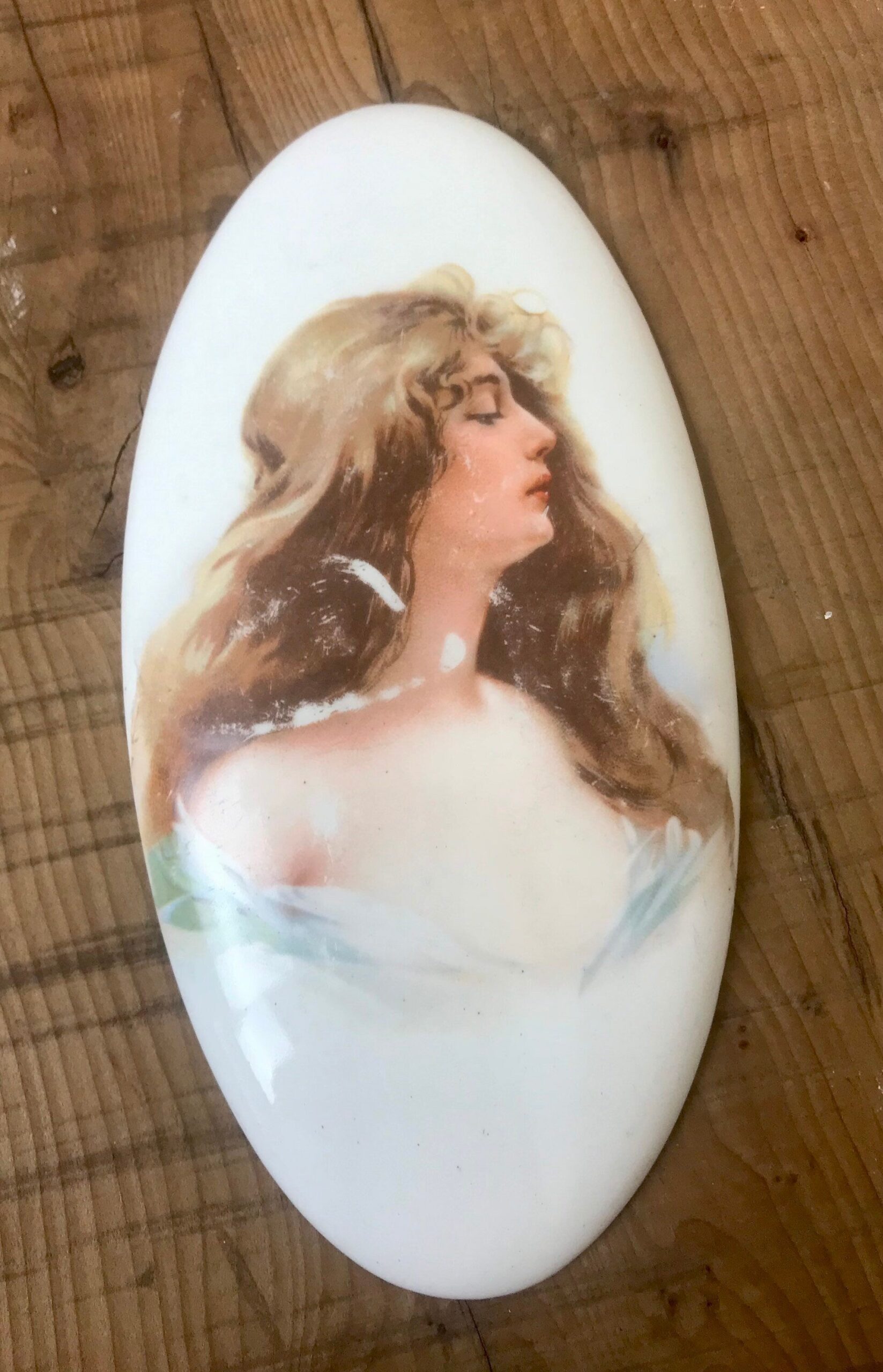 Lovely Antique Early 20th Century, Art Nouveau Porcelain Plaque