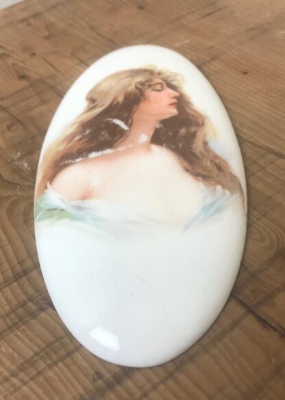 Lovely Antique Early 20th Century, Art Nouveau Porcelain Plaque - Image 3