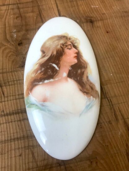Lovely Antique Early 20th Century, Art Nouveau Porcelain Plaque - Image 4