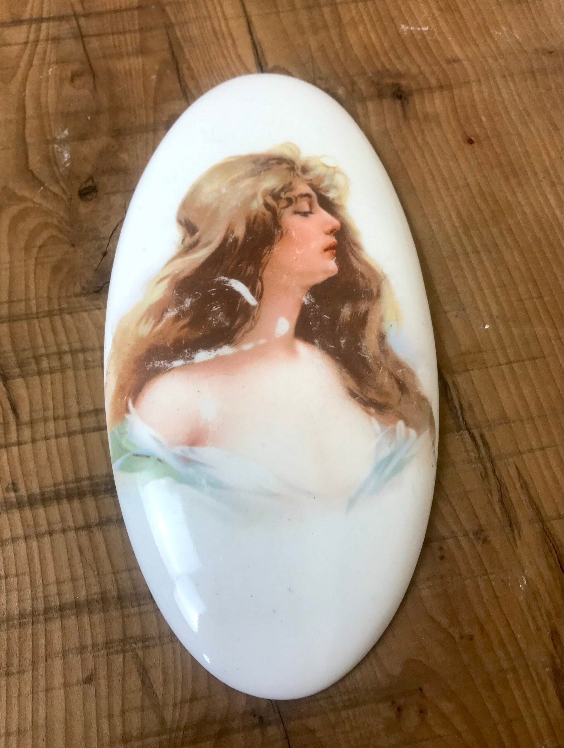 Lovely Antique Early 20th Century, Art Nouveau Porcelain Plaque