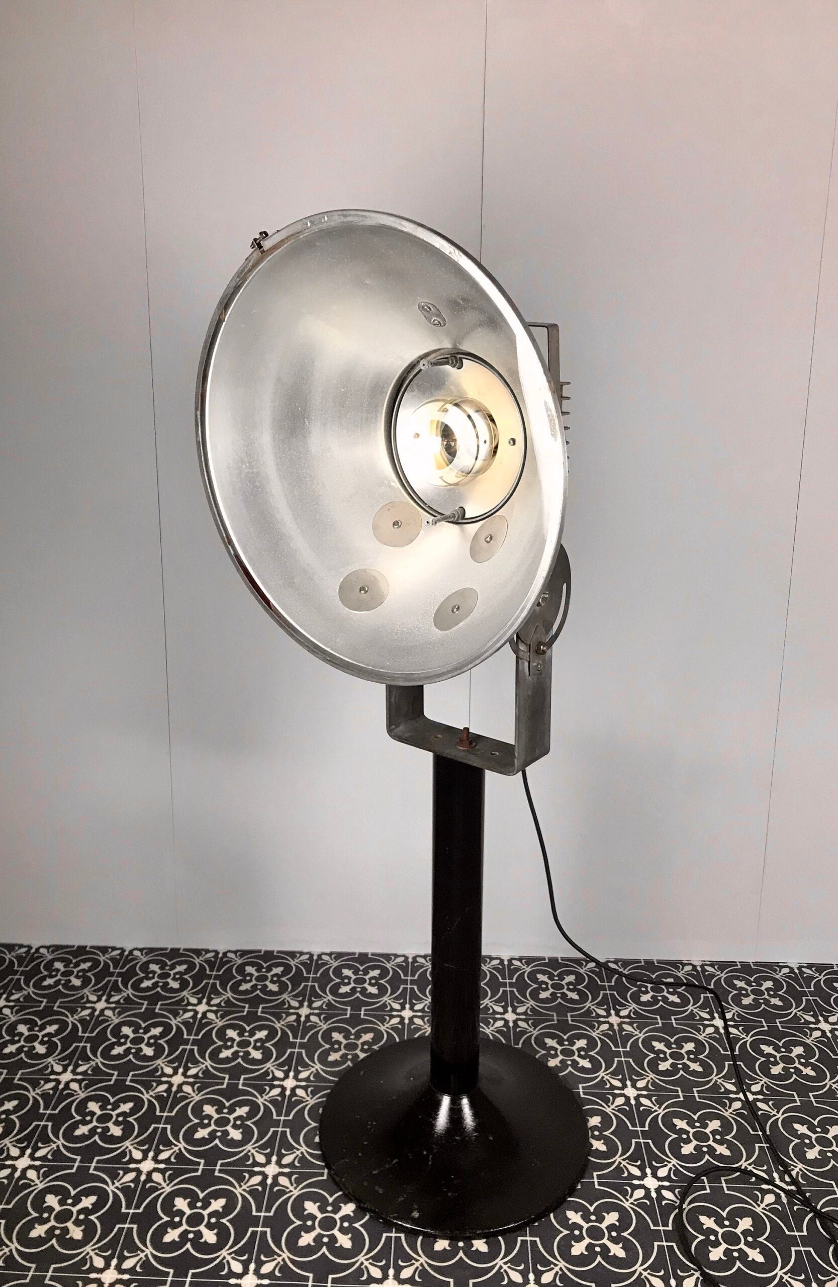 Large Vintage Industrial Floodlight, Floor Standing Designer Lamp