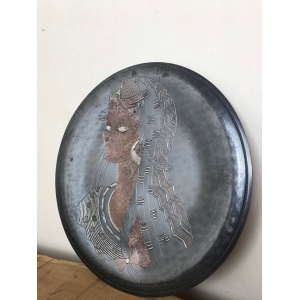 Art Nouveau Lady Copper Wall Plaque, Decorative Art