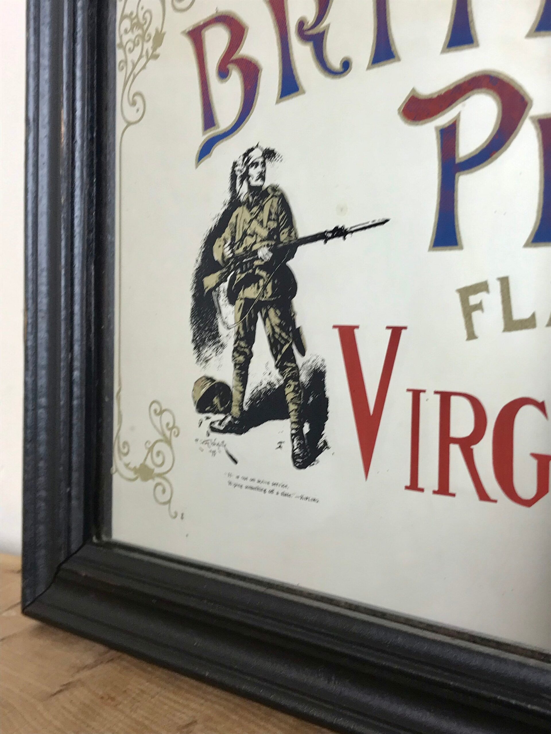 Antique British Pluck, Flaked Virginia Tobacco Mirror