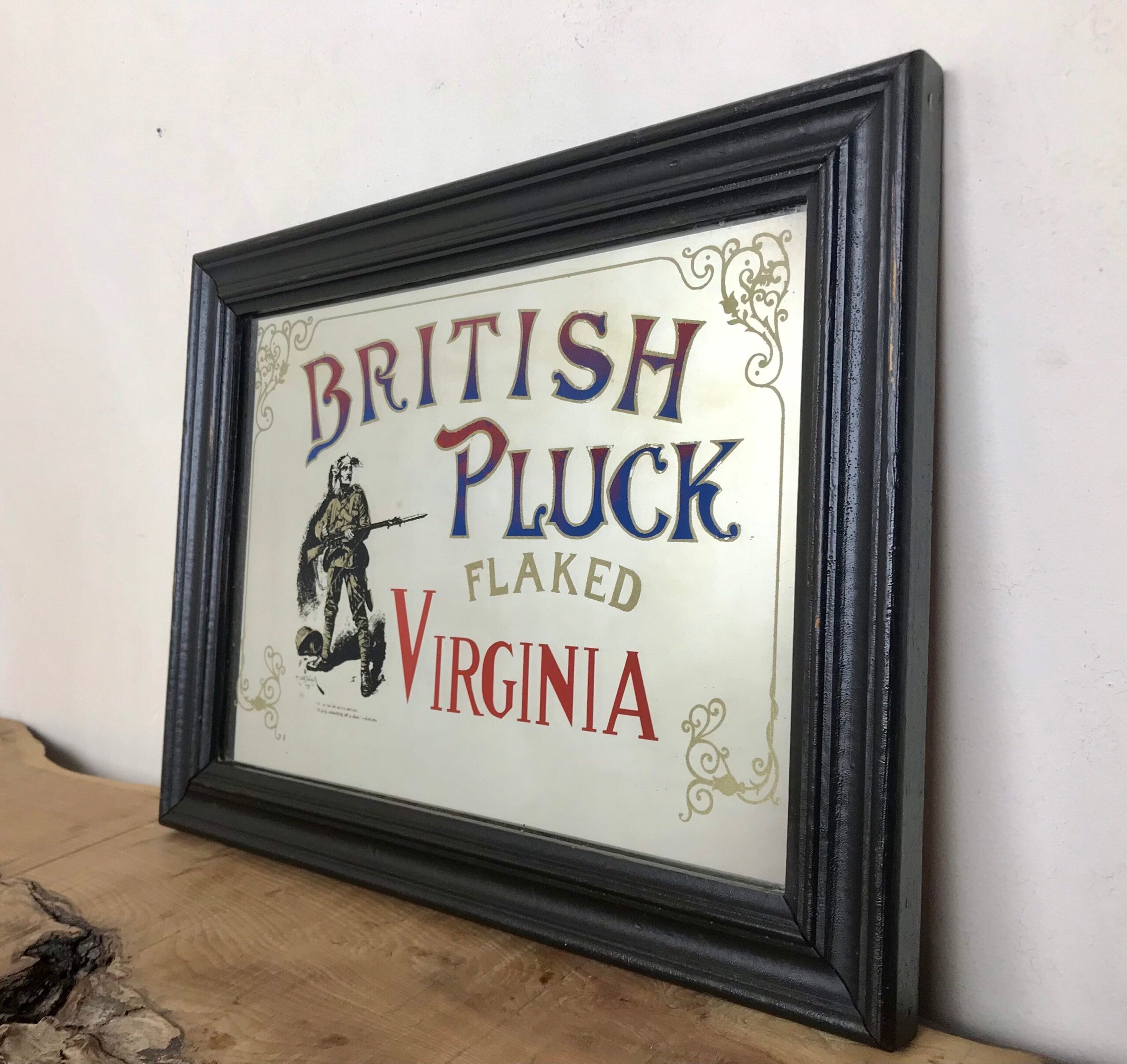 Antique British Pluck, Flaked Virginia Tobacco Mirror