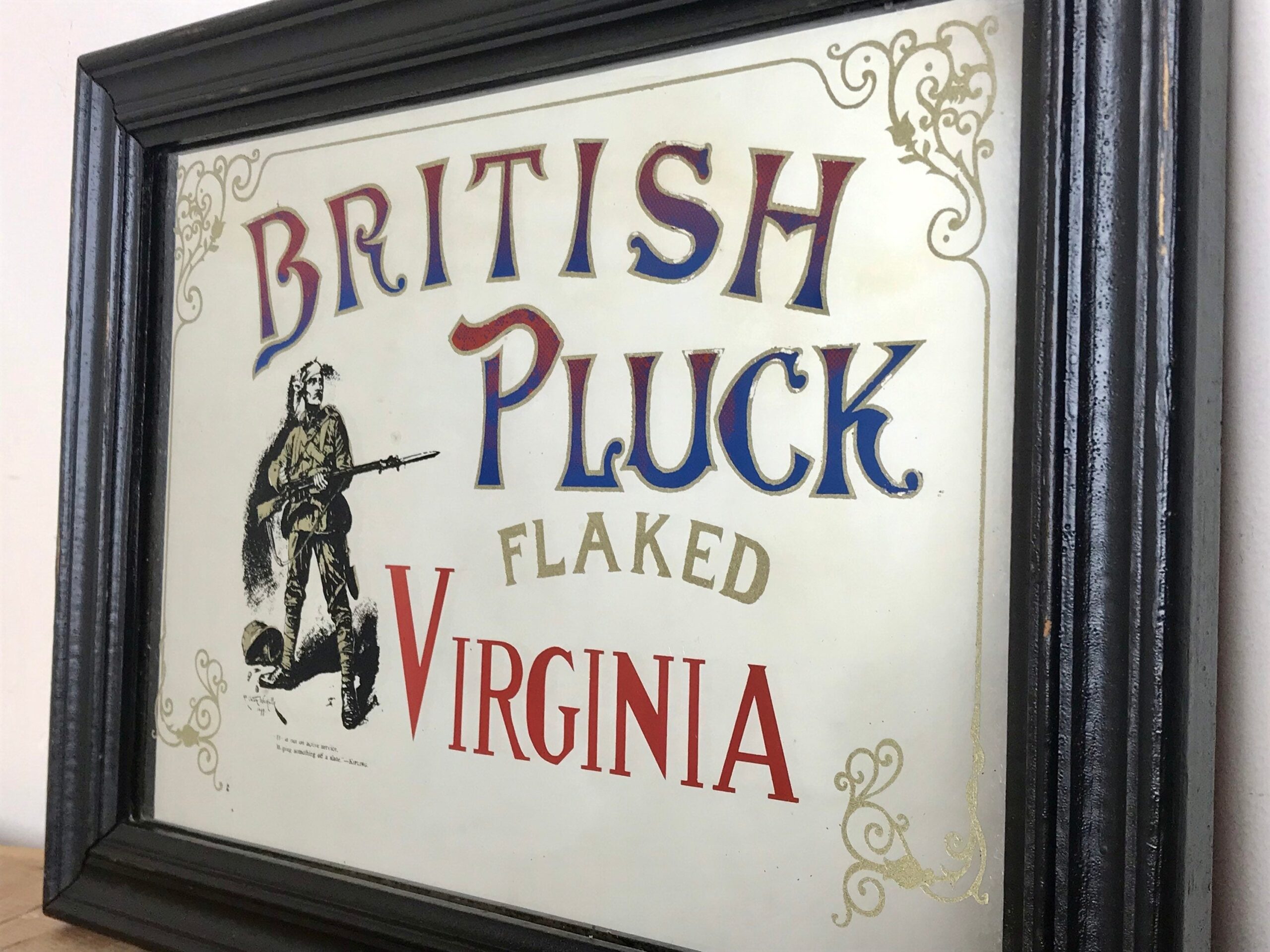 Antique British Pluck, Flaked Virginia Tobacco Mirror