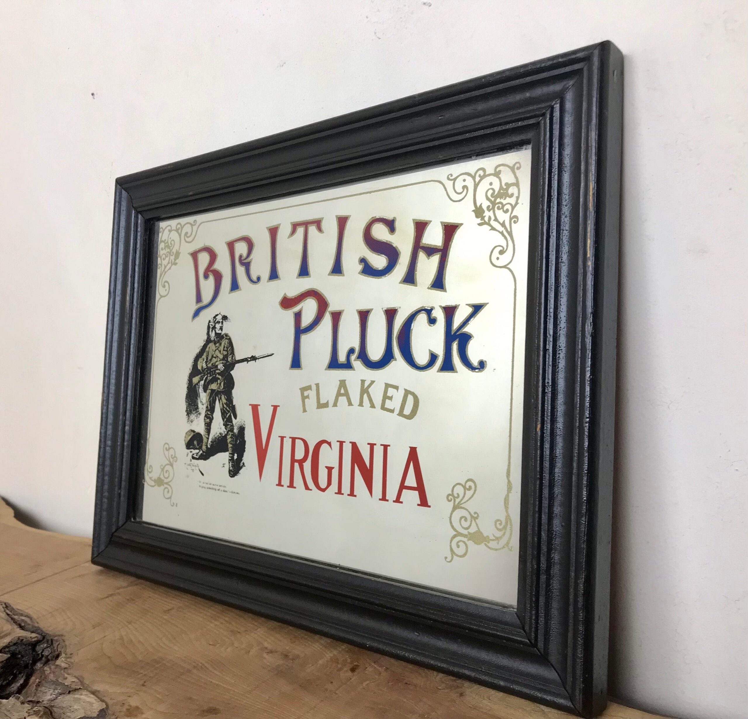 Antique British Pluck, Flaked Virginia Tobacco Mirror