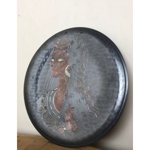 Art Nouveau Lady Copper Wall Plaque, Decorative Art