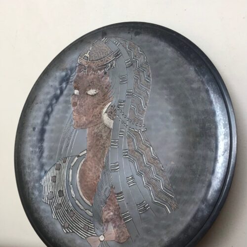 Art Nouveau Lady Copper Wall Plaque, Decorative Art