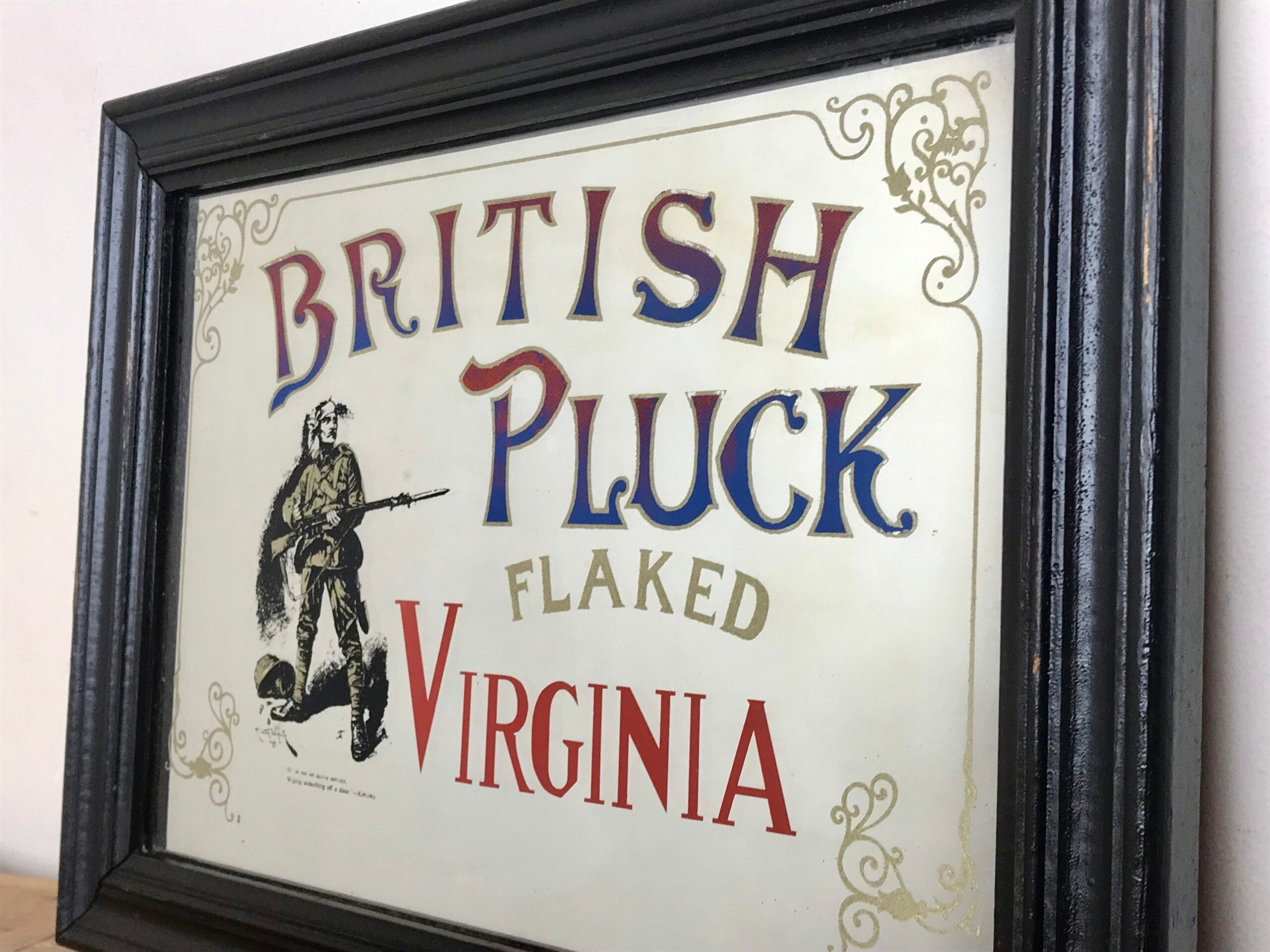 Antique British Pluck, Flaked Virginia Tobacco Mirror