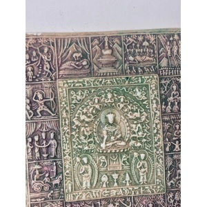 Beautiful Early To Mid 20th Century Buddhist Tile Plaque