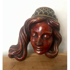 Vintage Art Nouveau German Lady Wall Hanging Plaque