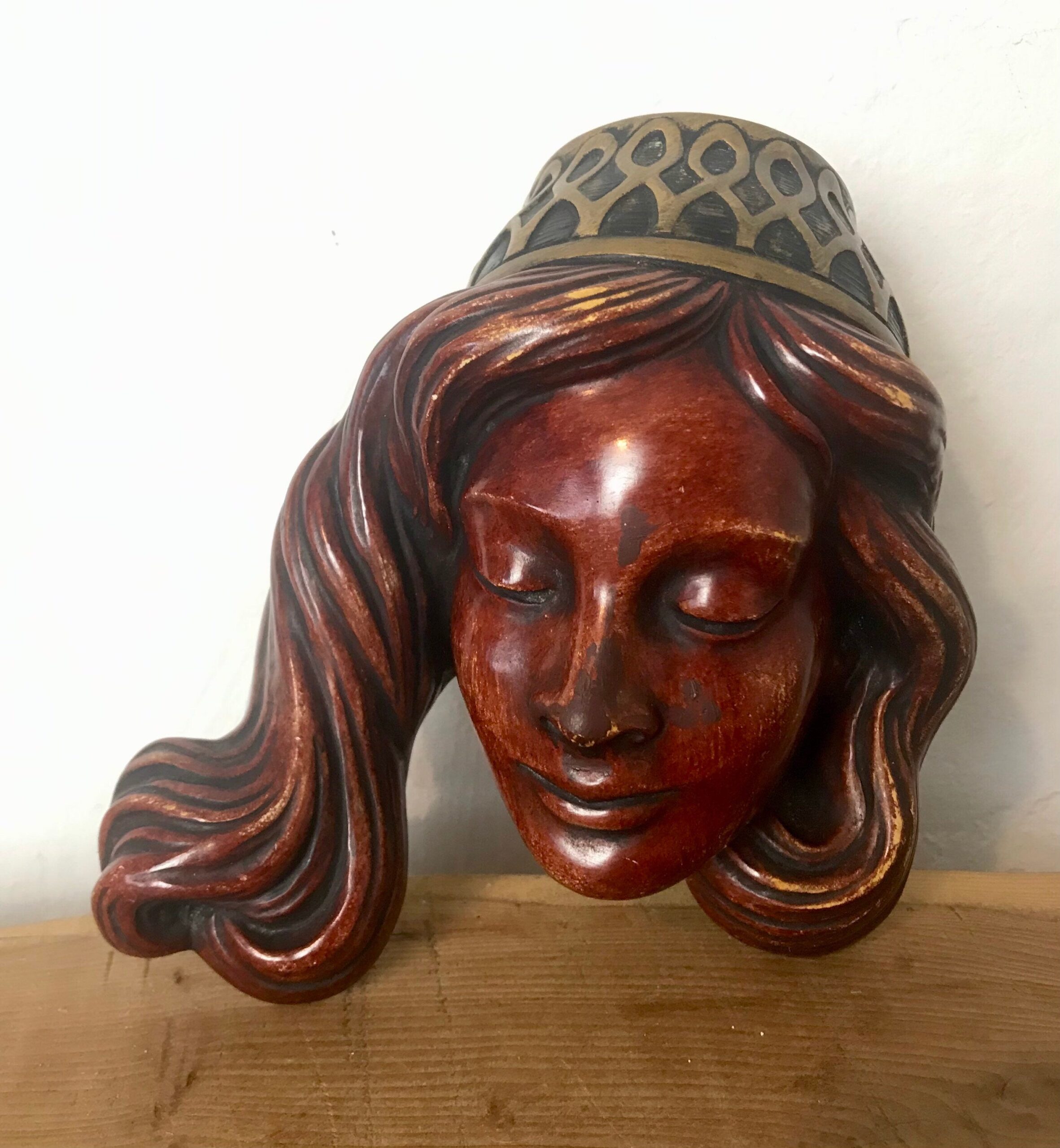Vintage Art Nouveau German Lady Wall Hanging Plaque