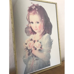 Vintage Victorian Style Young Girl With Flowers Picture Mirror