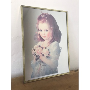 Vintage Victorian Style Young Girl With Flowers Picture Mirror