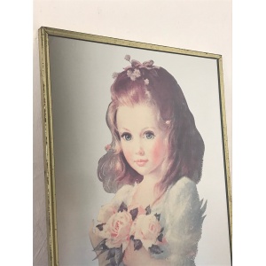 Vintage Victorian Style Young Girl With Flowers Picture Mirror