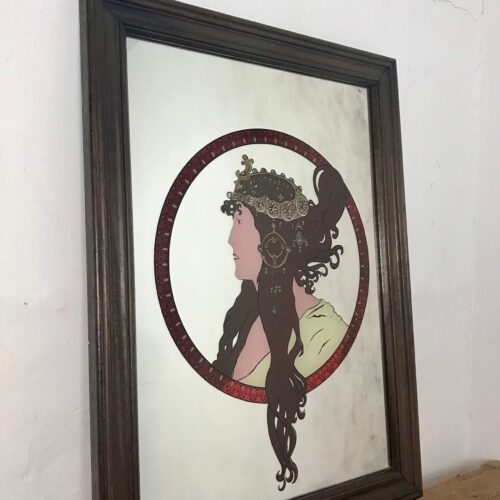 Glamorous Vintage Mucha - Tetes Byzantines Brunette Art Nouveau Mirror