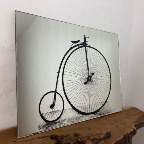 Vintage Penny Farthing Frameless Cycling Advertising Mirror