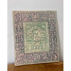 Beautiful Early To Mid 20th Century Buddhist Tile Plaque