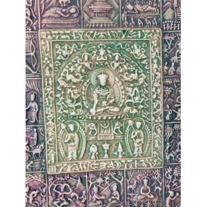 Beautiful Early To Mid 20th Century Buddhist Tile Plaque