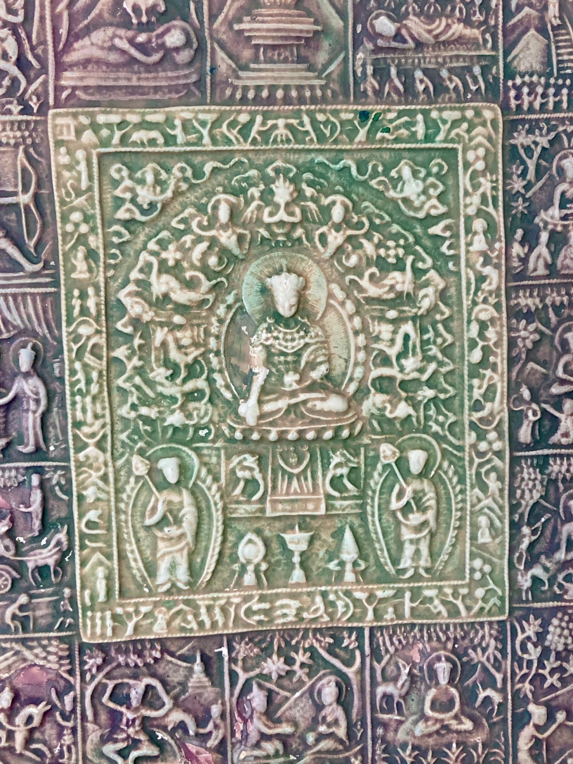 Beautiful Early To Mid 20th Century Buddhist Tile Plaque