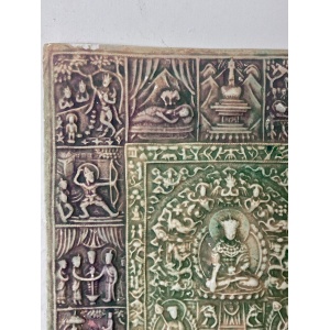 Beautiful Early To Mid 20th Century Buddhist Tile Plaque