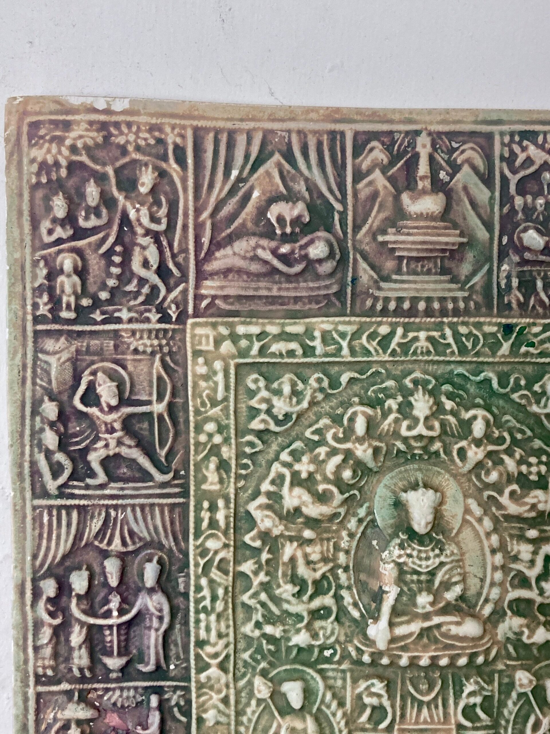 Beautiful Early To Mid 20th Century Buddhist Tile Plaque