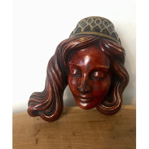 Vintage Art Nouveau German Lady Wall Hanging Plaque