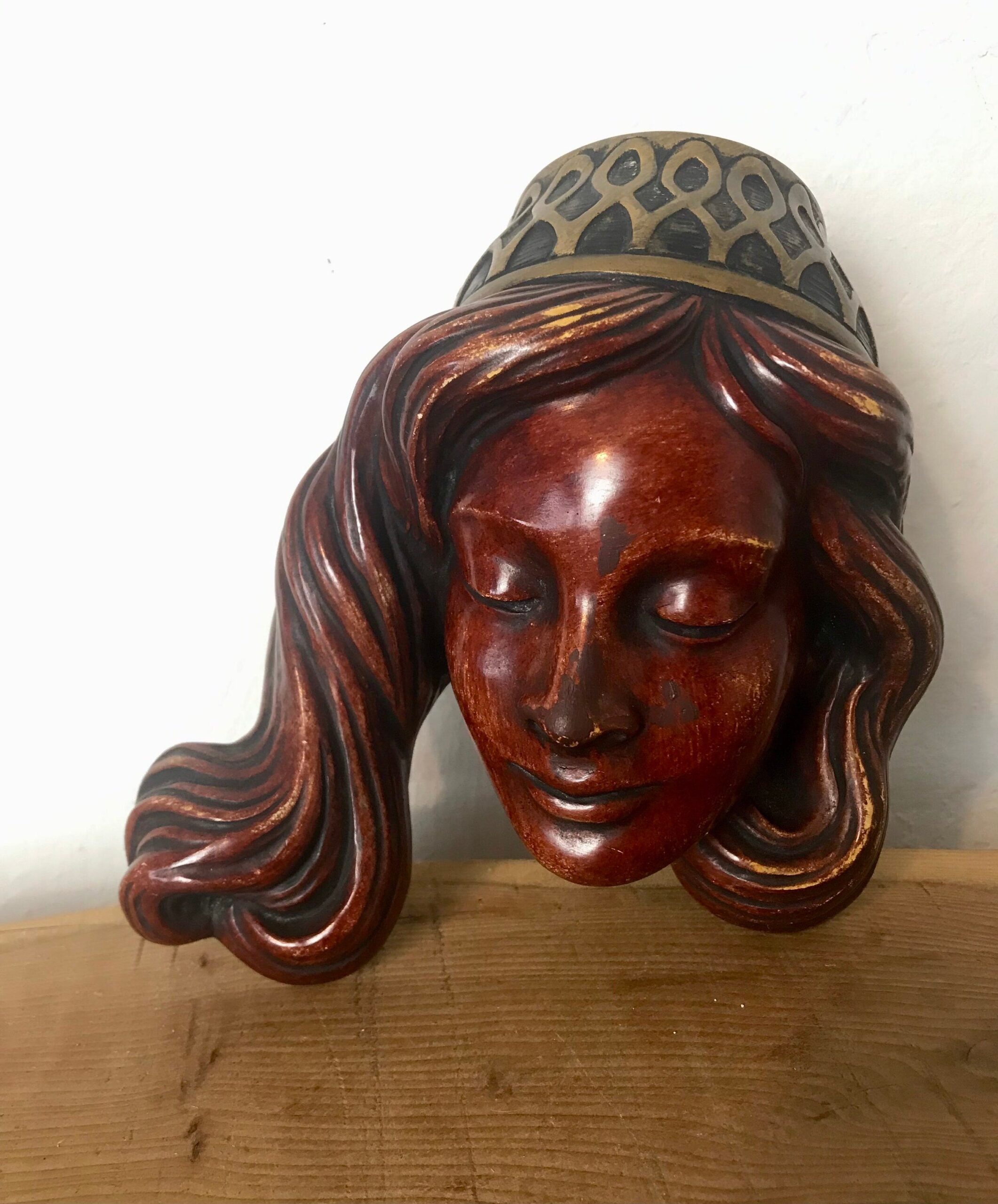 Vintage Art Nouveau German Lady Wall Hanging Plaque