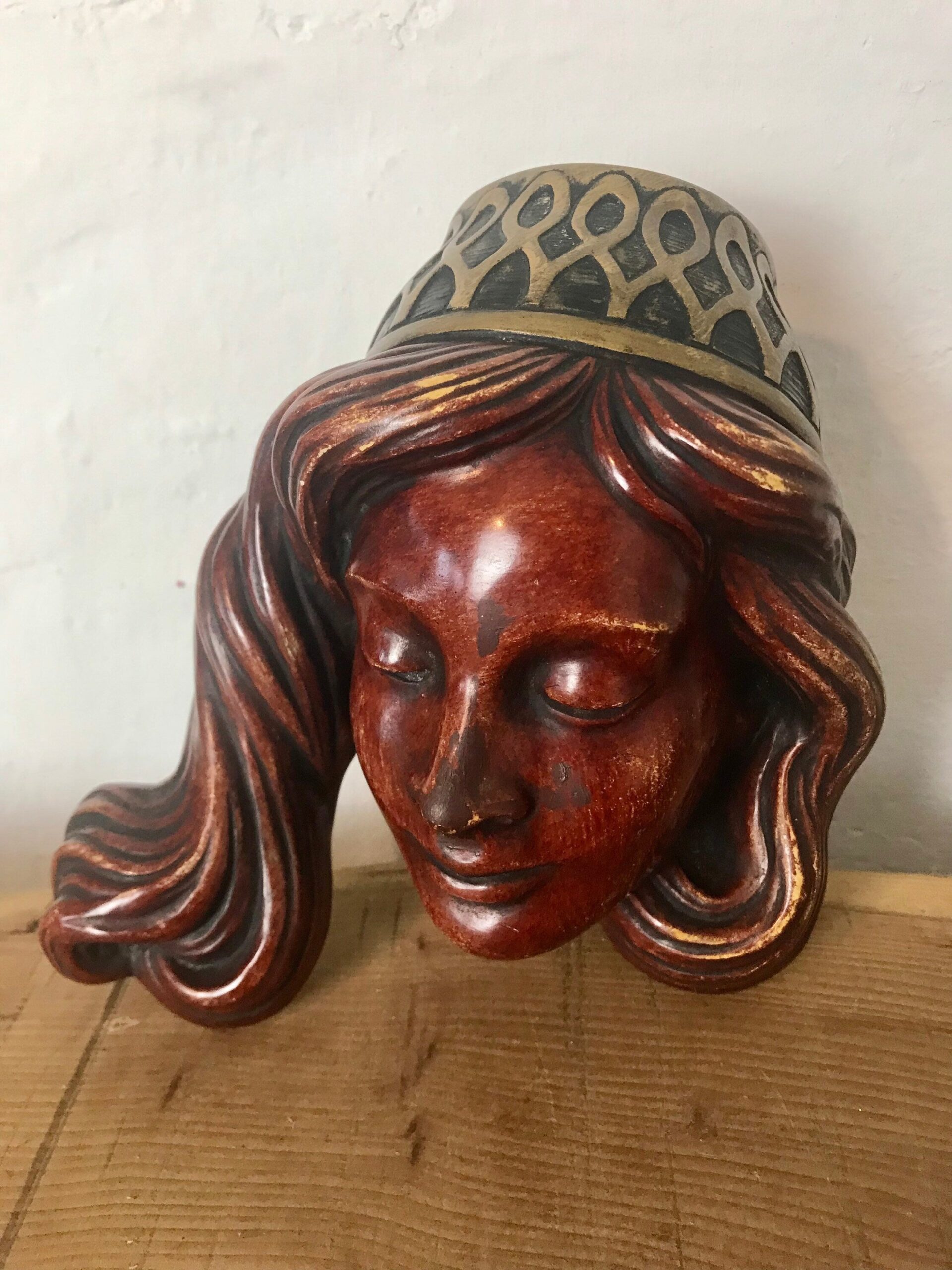 Vintage Art Nouveau German Lady Wall Hanging Plaque