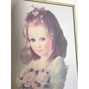 Vintage Victorian Style Young Girl With Flowers Picture Mirror