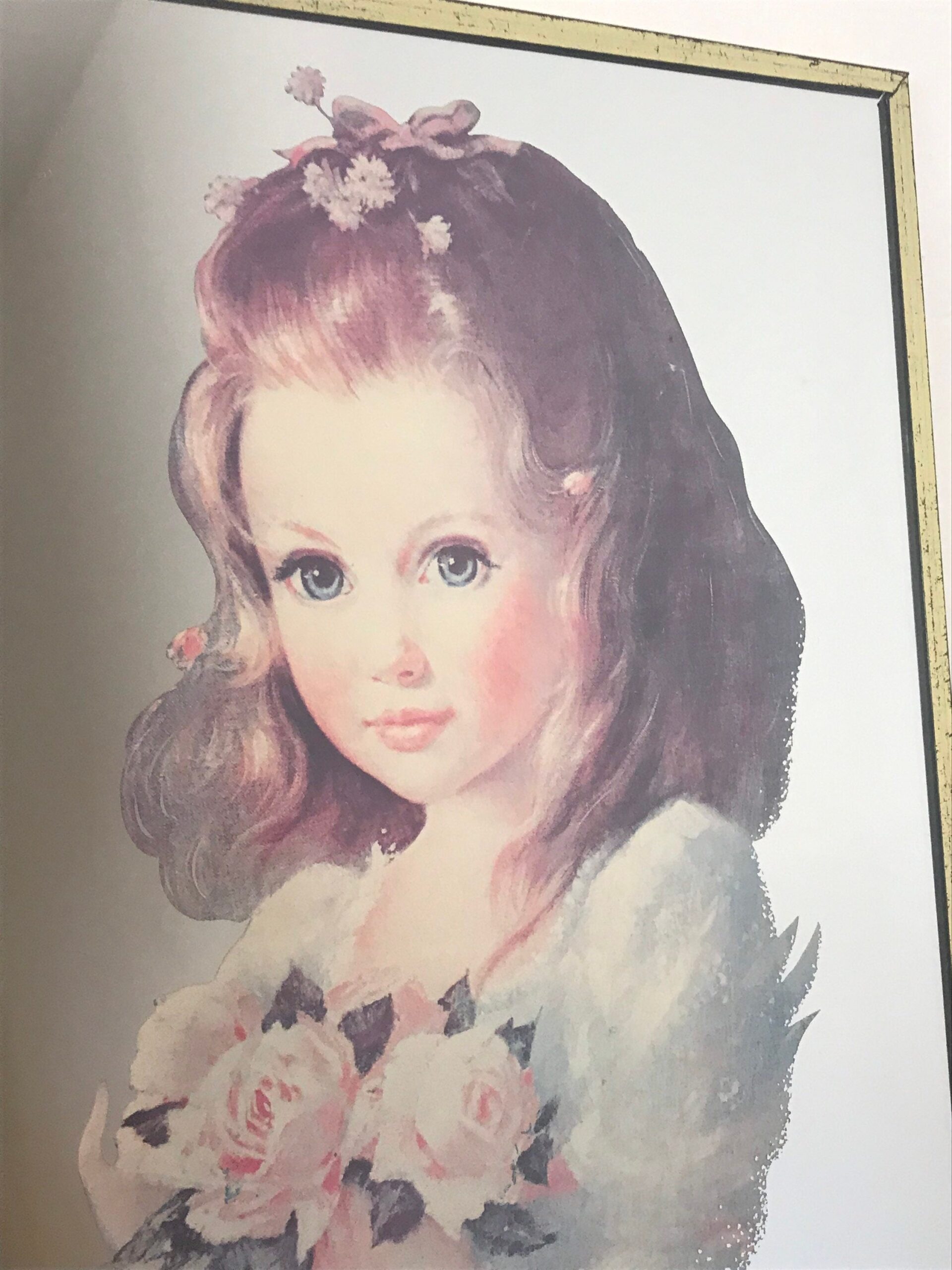 Vintage Victorian Style Young Girl With Flowers Picture Mirror