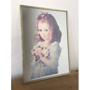 Vintage Victorian Style Young Girl With Flowers Picture Mirror