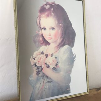 Vintage Victorian Style Young Girl With Flowers Picture Mirror