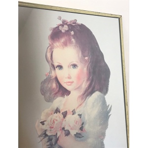 Vintage Victorian Style Young Girl With Flowers Picture Mirror