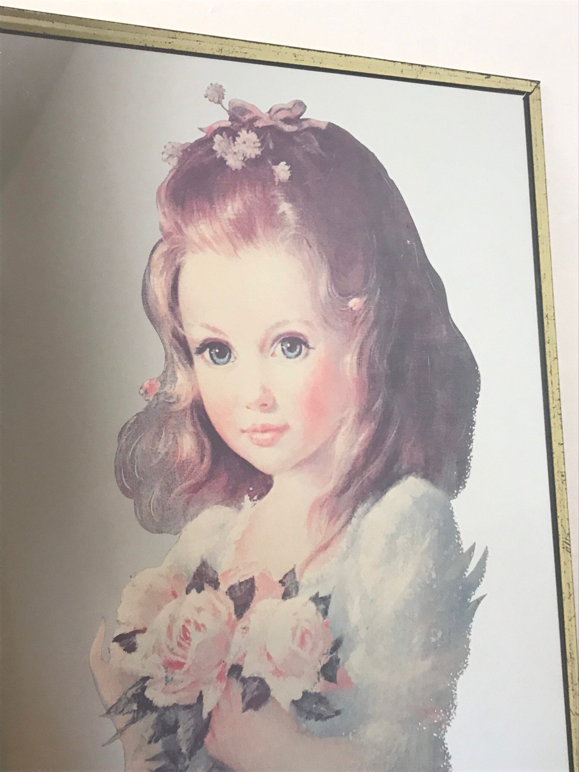 Vintage Victorian Style Young Girl With Flowers Picture Mirror