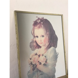 Vintage Victorian Style Young Girl With Flowers Picture Mirror