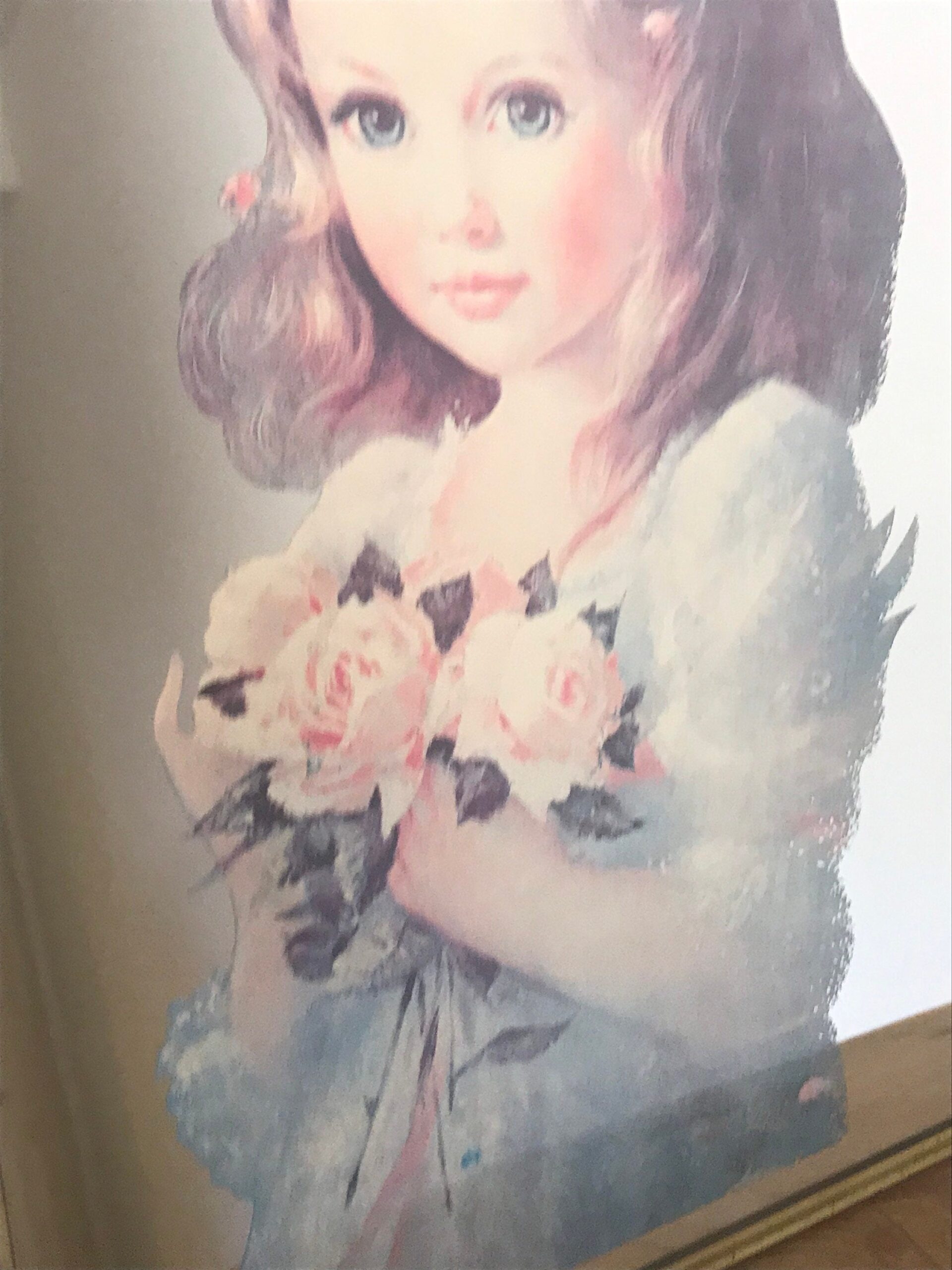 Vintage Victorian Style Young Girl With Flowers Picture Mirror