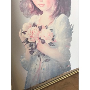 Vintage Victorian Style Young Girl With Flowers Picture Mirror