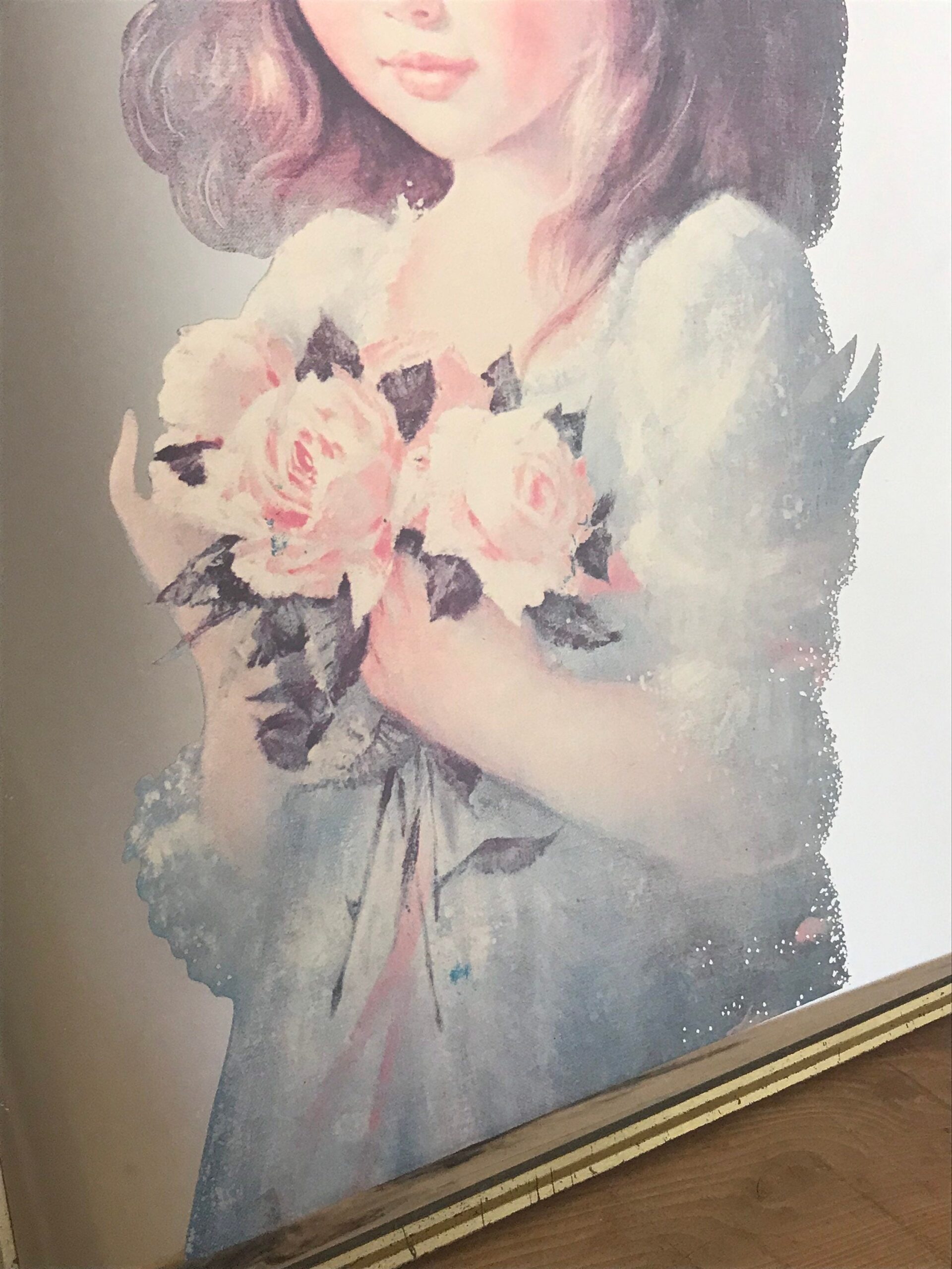 Vintage Victorian Style Young Girl With Flowers Picture Mirror