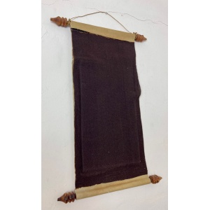 Mid 20th Century Indian Hand Painted Leather Scroll Mirror