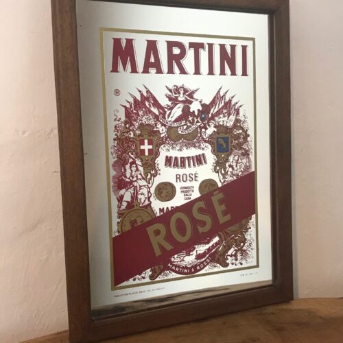 Martini Rose Vintage Advertising Mirror Art Deco Italian Liquor