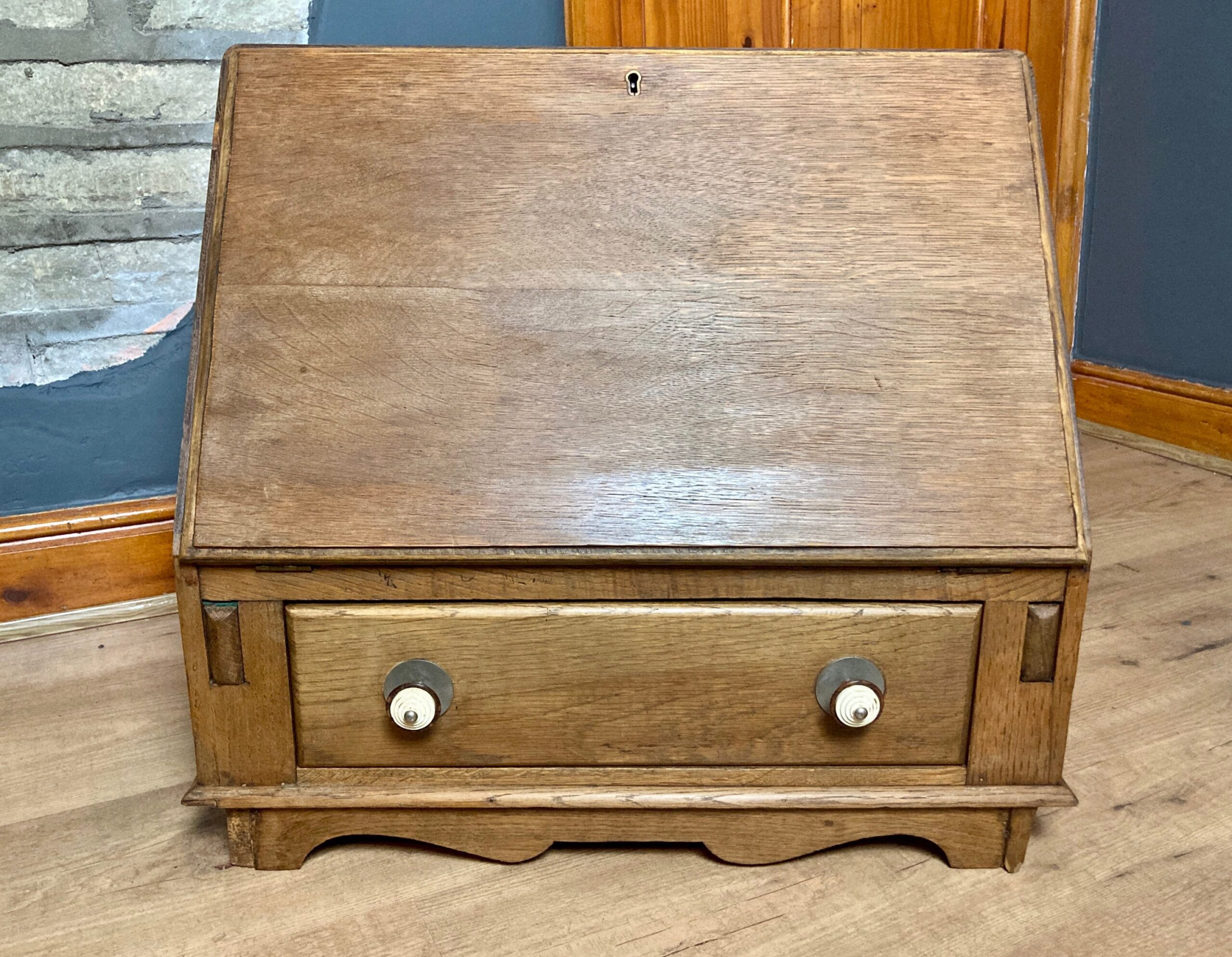 Wonderful Antique 19th Century Oak Desk Cabinet Writing Slope