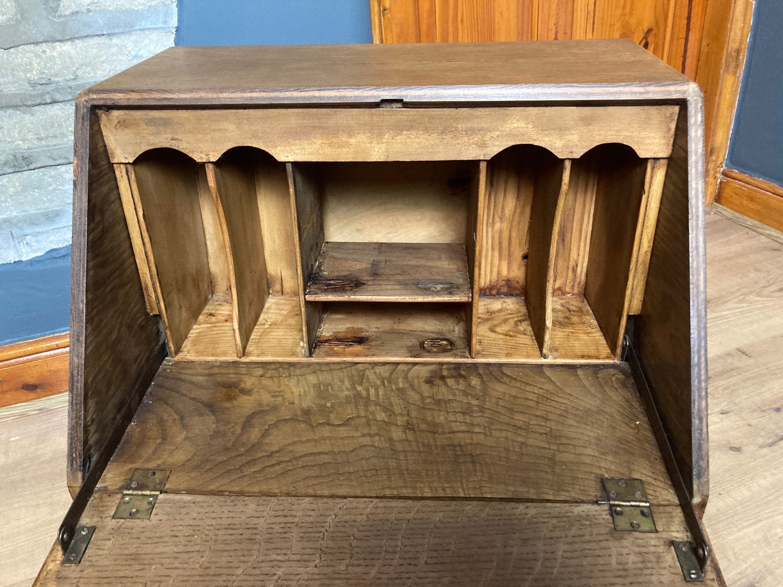 Wonderful Antique 19th Century Oak Desk Cabinet Writing Slope