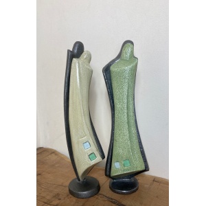 Mid Century Designer Art Deco Metal And Plaster Sculptures