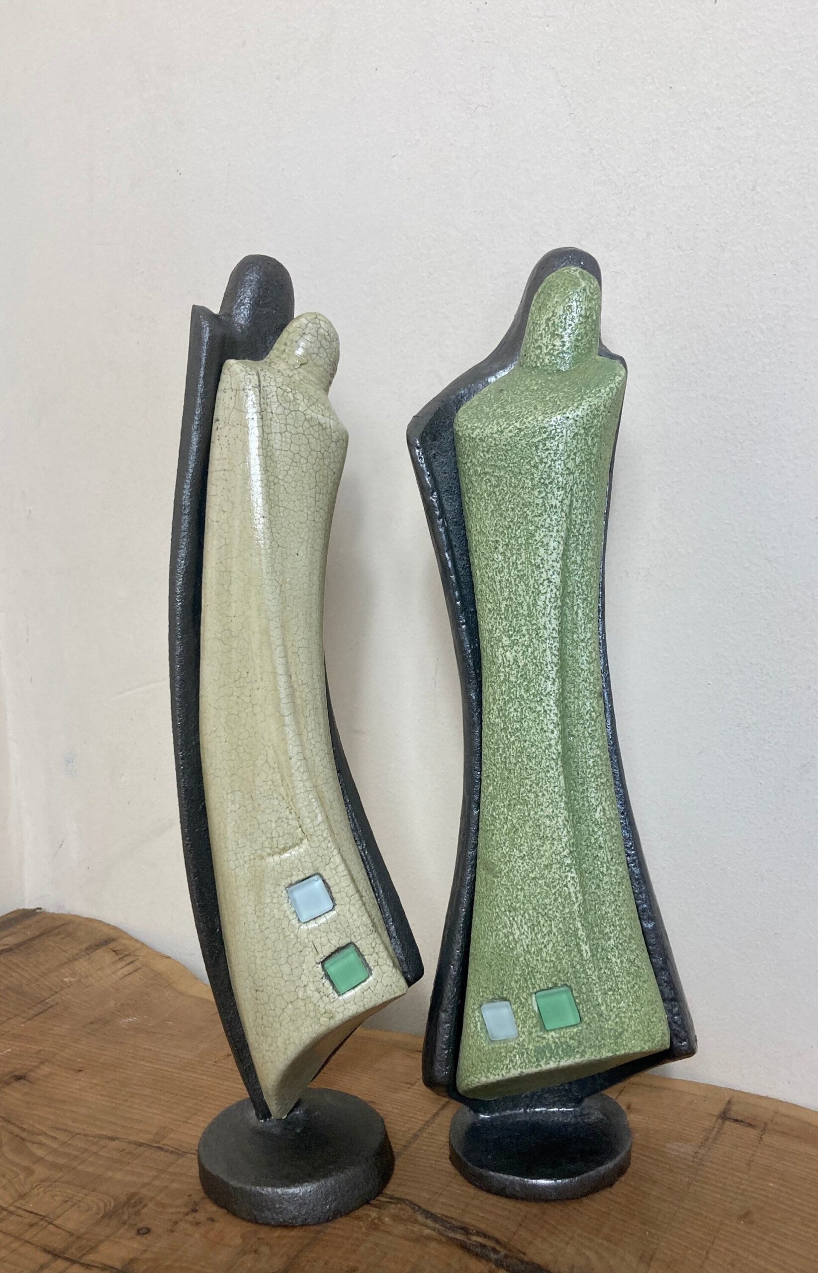 Mid Century Designer Art Deco Metal And Plaster Sculptures