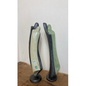 Mid Century Designer Art Deco Metal And Plaster Sculptures