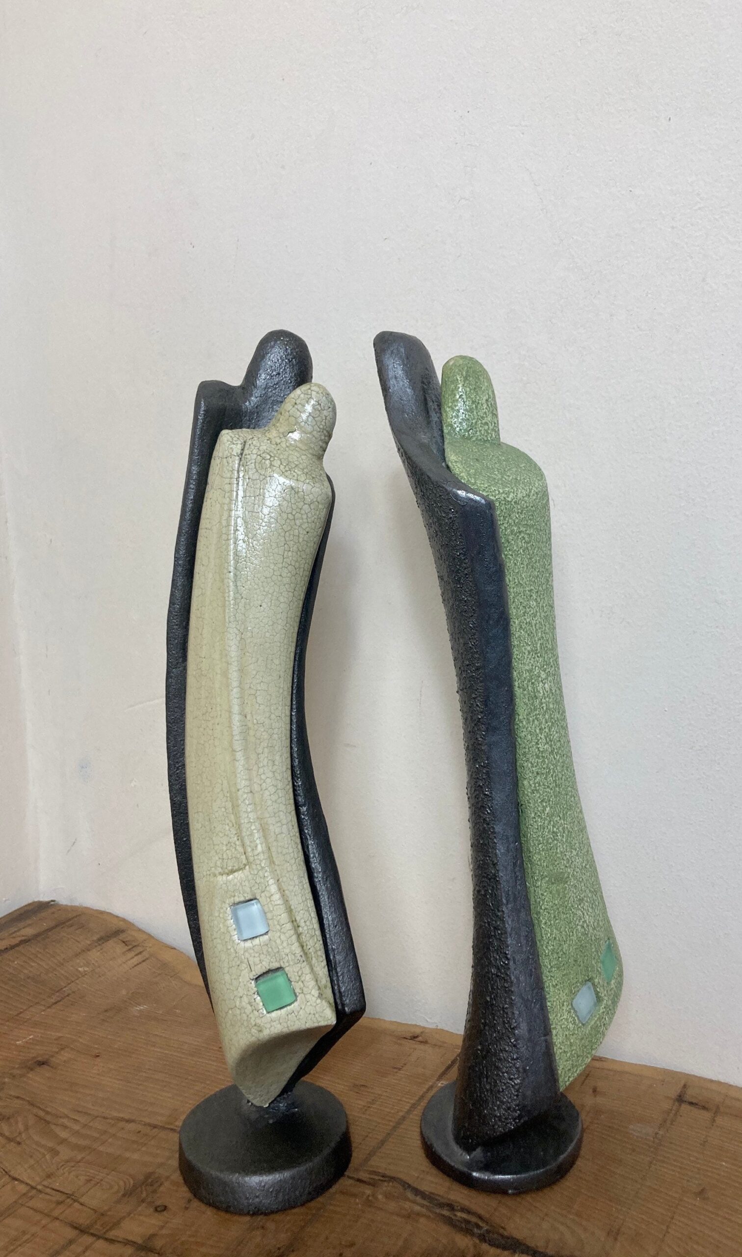 Mid Century Designer Art Deco Metal And Plaster Sculptures