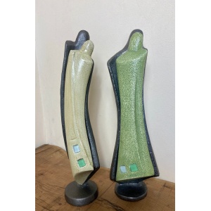 Mid Century Designer Art Deco Metal And Plaster Sculptures