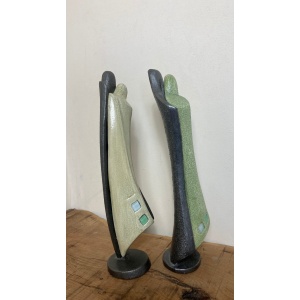 Mid Century Designer Art Deco Metal And Plaster Sculptures