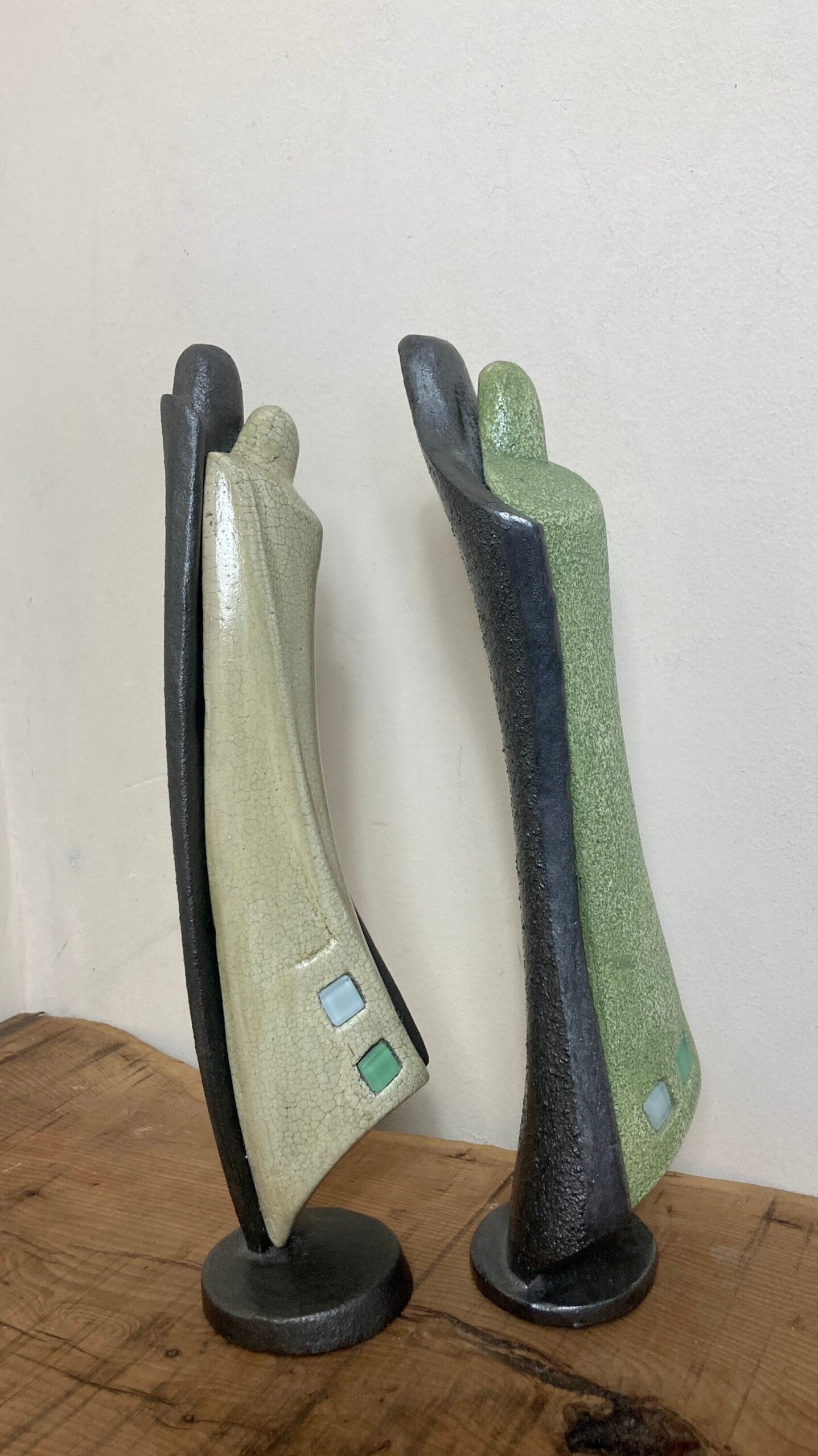 Mid Century Designer Art Deco Metal And Plaster Sculptures